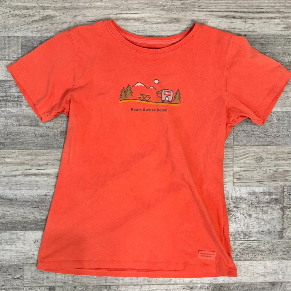 Life is Good Orange Camper Roam Sweet Roam Short Sleeve Woman's T-Shirt K41